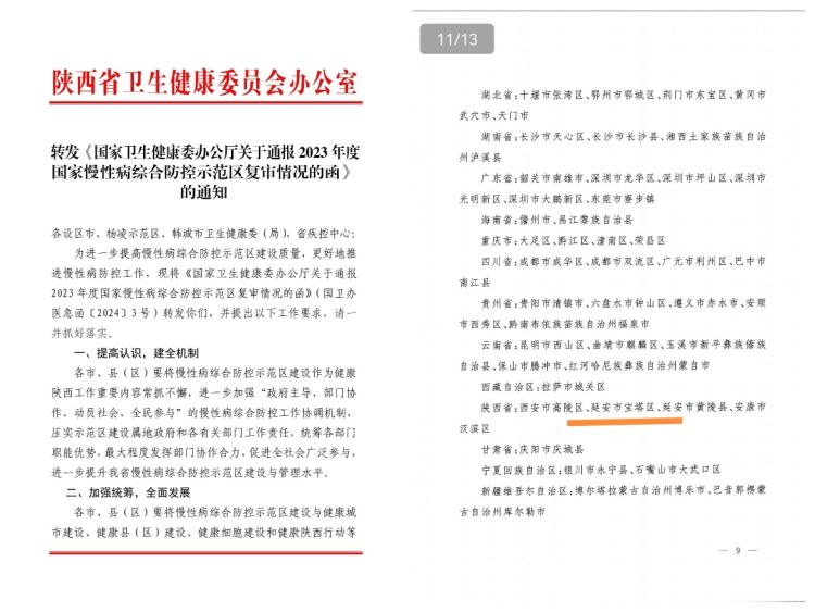 简篇-喜讯：宝塔区通过2023年度国家慢性病综合防控示范区复审