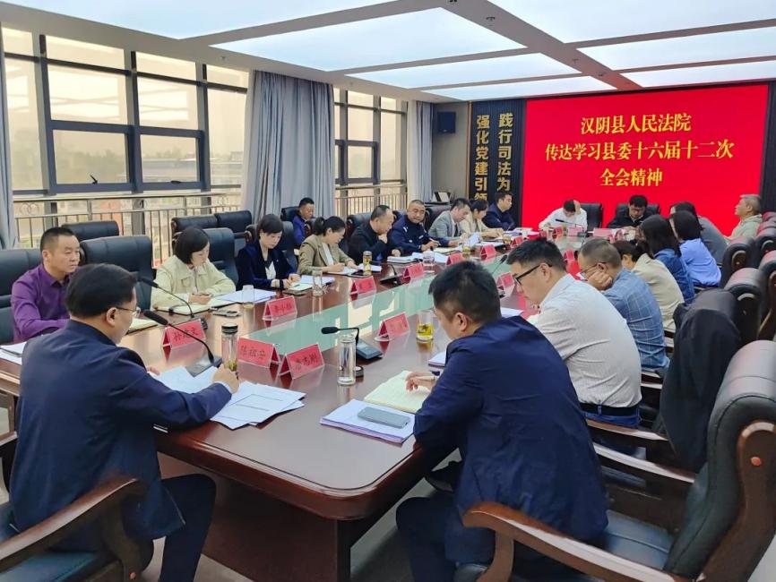 汉阴法院传达学习县委十六届十二次全会精神图片